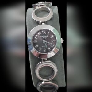Women's Silver Watch with Unique Circle Design
